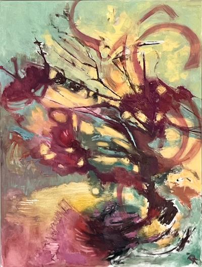 Field — Abstract oil and cold wax on cradled panel