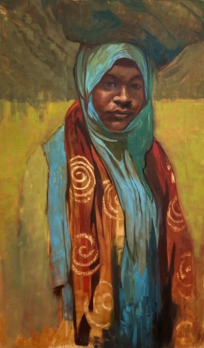 Woman with Laundry — Oil on canvas gallery wrap
