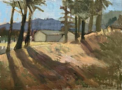 Summer Morning at Ventu Park — Oil on birch panel, framed
